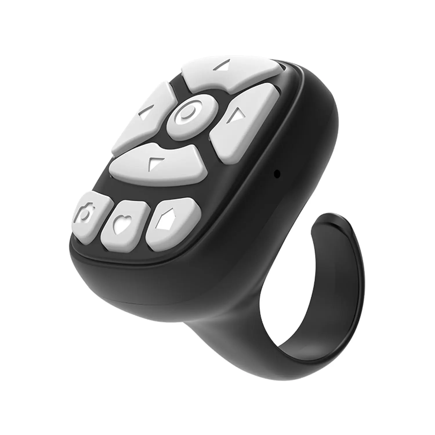 Wireless Fabric Reel Scrolling Ring Bluetooth Accessory - 8-Button Fingertip Remote, 15g Hands-Free Selfie Camera Shutter, Fast USB-C Charging Rechargeable Device for All Phones, Any Smartphone (Black)