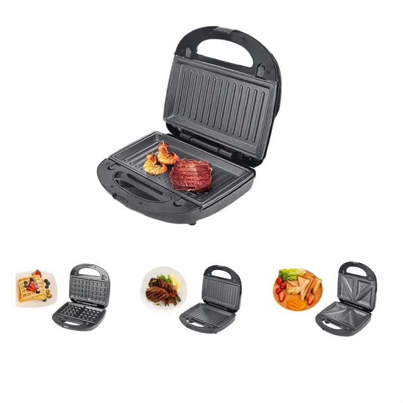 Food Lovers Double Sided Heating Cooker, Easy Clean Detachable Non-stick Cooking Plates, Overheat Protection Thermal Fuse Cutoff, 110V 850W Household Electric Grill, Multi-function Machine for Breakfast & Dinner, Waffle Steak Burger Press