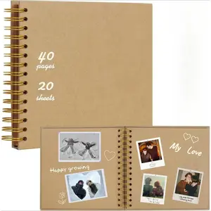 Travel Scrapbook Album ,40 Page DIY Spiral Memory Book(8 x 8 Inch) ,Photo lay flat book for Photo Journaling Anniversary Wedding Gifts Family Gifts
