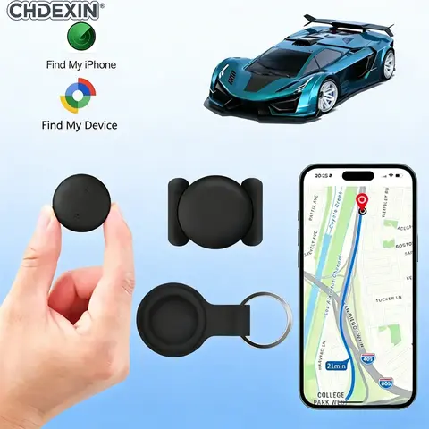 CHDEXIN Compact Universal Smart Mini GPS Car Tracker - Magnetic Hidden Case, No Monthly Fee, Find My Compatible, Waterproof Anti-Lost Smart Tracker for Sports & Outdoor Protective Gear