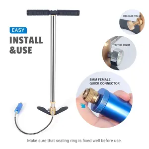 High-Pressure Hand Pump 3 Stage Airgun 4500PSI Stainless Steel Hand Air Pump for Paintball, PCP, Scuba Tank