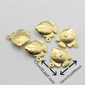 17x16mm 40pcs Antique Gold Ocean Animal Fish Charms, DIY Bead Jewelry Accessories, Bracelet Necklace Keychain Pendants