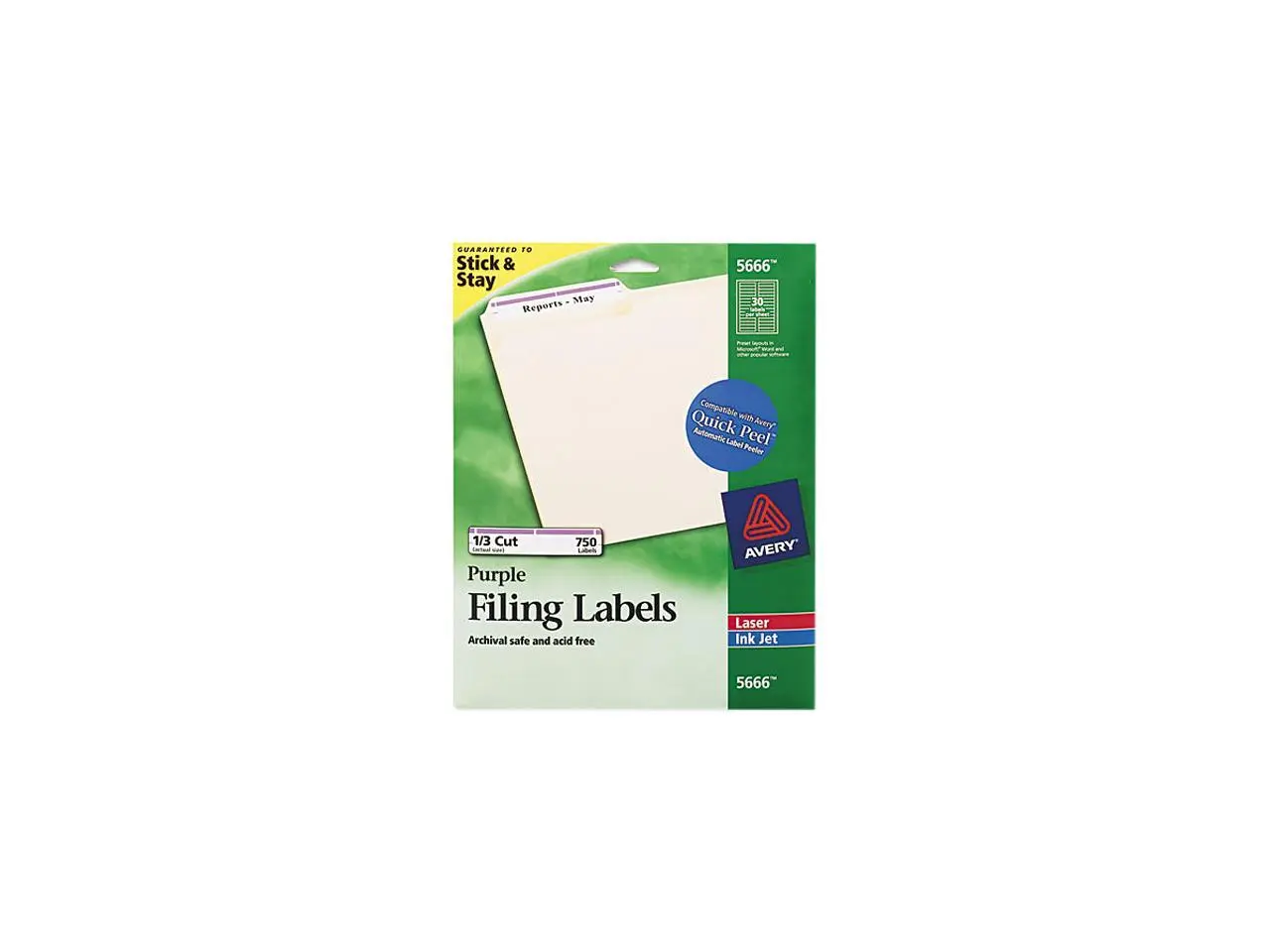 Avery 5666 Self-Adhesive Laser/Inkjet File Folder Labels, Purple Border, 750/Pack
