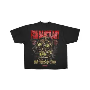 Iron Sanctuary Official Men's Sad Voices Phase 5 Vintage Oversized Yarn-Cotton Shortsleeve Tshirt, Cropped Streetwear Garment - Menswear Fabric Top