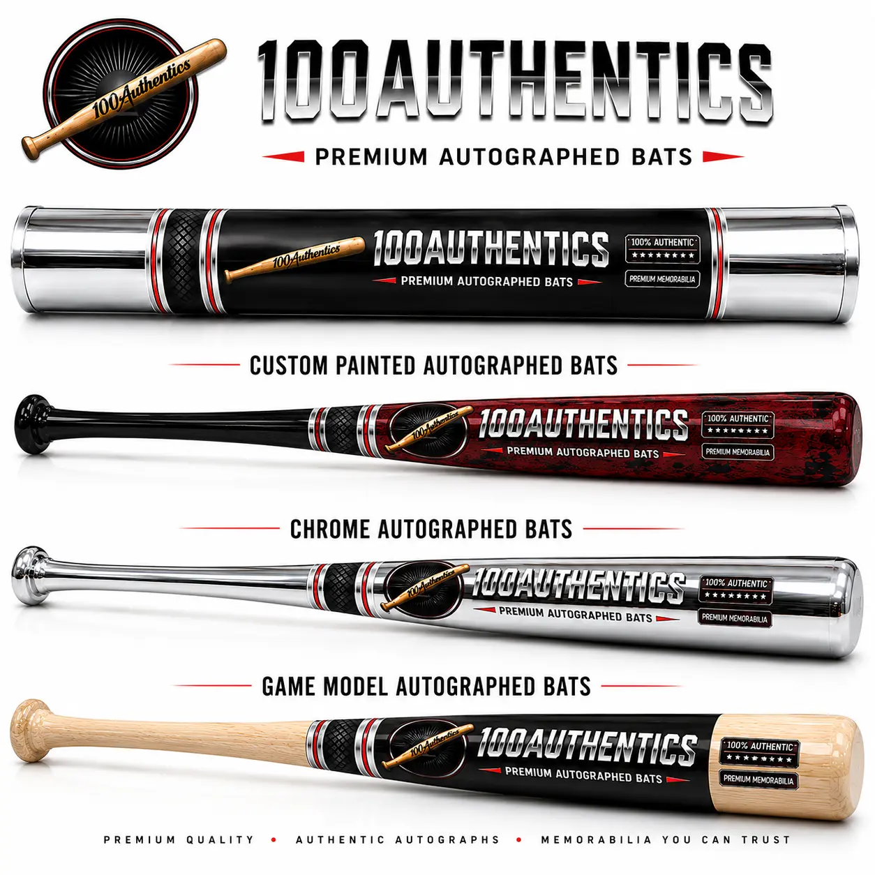 Pick Your Pairs - 100 AUTHENTICS Autographed Bat