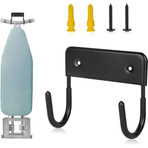 Ironing Board Hanger Wall Mount, Iron Board Holder Wall Mount with 5 Inch Length,Space Saving Laundry Room Storage Organizer for Ironing Board (Black)