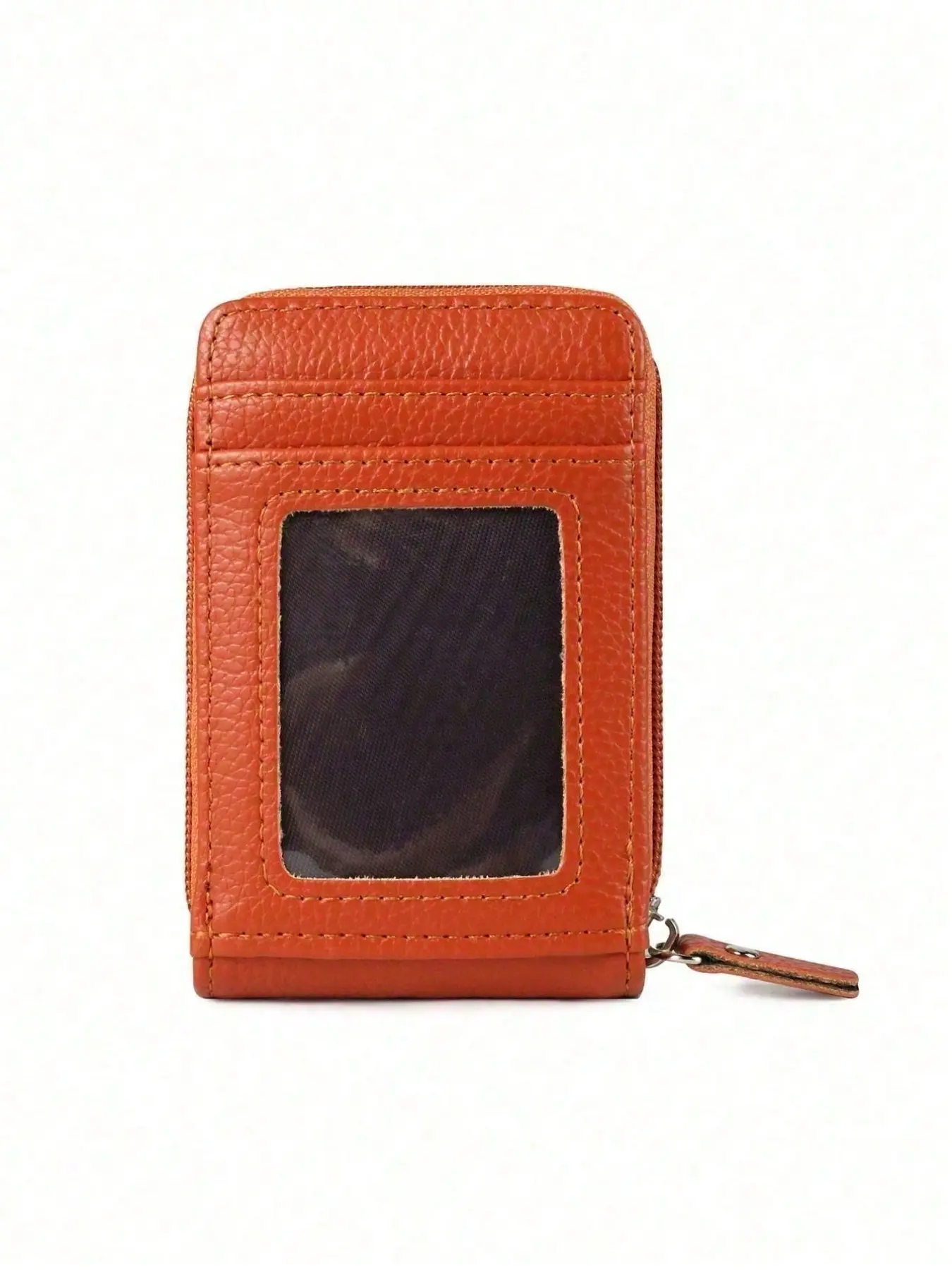 Men's and Women's RFID Anti-theft Genuine Leather Mini Wallet - 9 Card Slot Wallet Organizer, Compact Zipper Wallet with ID Window and Driver's License Holder, Vertical Style Women's Mini Anti-theft Card Holder, Multi-card Slot Card Holder, ID Holder,
