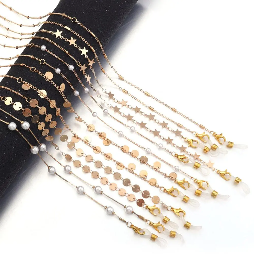 Fashion Metal Glasses Chain Sunglasses Reading Beaded Glasses Chain Anti-Lost Eyewears Lanyard Chain Female Glasses Chain