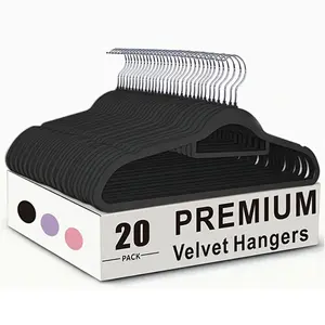 20 Pack Premium Velvet Hangers, Non-Slip, Deluxe Slimline Suit Hangers Space Optimized, Maximize Closet Space for Closet Space Saving Clothing & Closet Storage, for Winter Coats & Knitwear