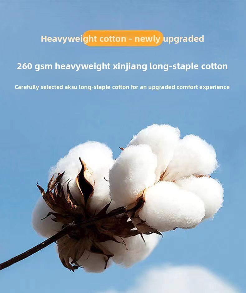 260g Combed Cotton Drop Shoulder T-Shirt For Men, Heavyweight Solid Color Crew Neck Short Sleeve Lightweight Top