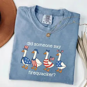 Comfort Colors Firequacker Goose Shirt, Funny 4th of July Tee, Patriotic American Flag Shirt, Independence Day Shirt, USA Vintage Shirt