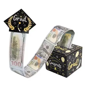 2026 Graduation Money Box for Cash Gift, Funny Graduation Gifts for Boys Girls High School College, Surprise Money Holder for Your Grads with Pull Out Card and 100Pcs Plastic Bags