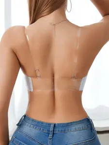 Women's Strapless Underwire Lace Backless Bra,Push Up Invisible Medium Support,Multiway Detachable Straps Breathable Lace, Cross back,Daily Wear Backless