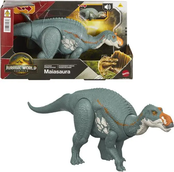 Jurassic World: Rebirth Wild Roar Maiasaura Dinosaurs Collectible Figurine - Movie-Inspired Statue with Roaring Tail