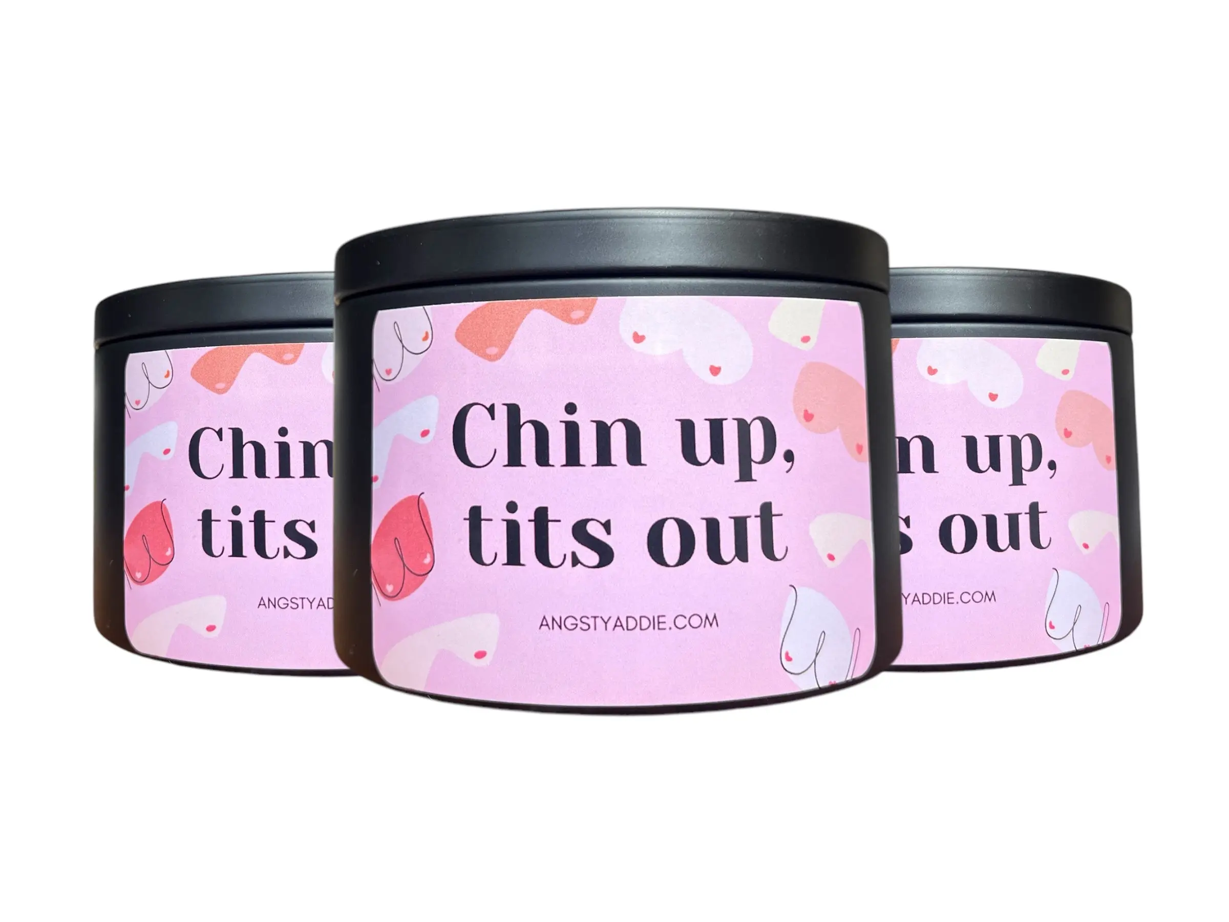 Plant-Based Eco-Friendly Vegan Wax Coconut Household Candle - Chin Up Tits Out Design, Clean Burn Light Source, Mood Boost & Confidence Boost Home Decor Accent