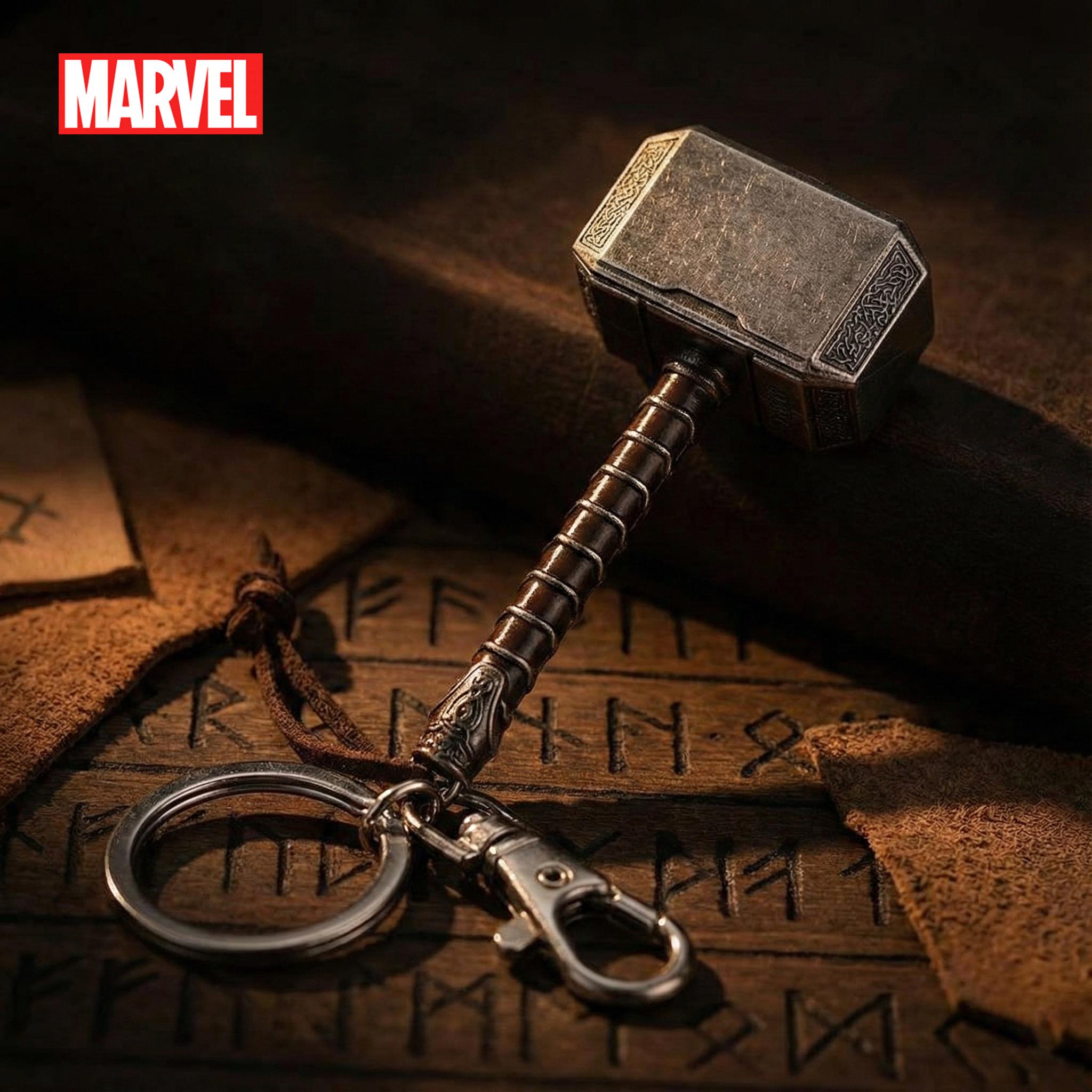 Marvel Avengers Officially licensed 3D Metal Keychain 1PC - Thor's Hammer, Captain America Shield & Avengers Logo - Zinc Alloy Bag Charm & Collectible Gift