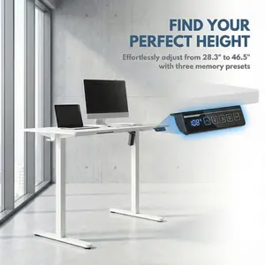 Electric Sit Stand Desk 55 Inch, Motorized Height Adjustable Desk for Home Office, Sturdy Computer Workstation, White