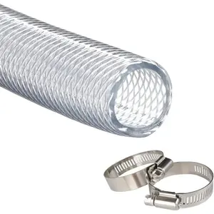 High Pressure Braided Clear Flexible PVC Tubing 3/4" ID,10ft