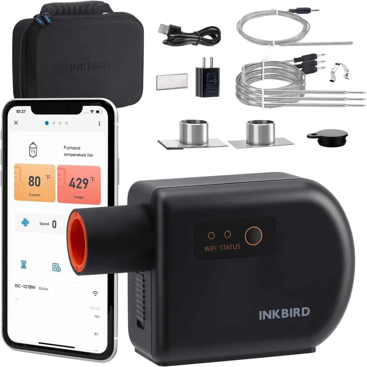 INKBIRD Wireless Meat Thermometer Kitchen Gadgets, Kitchen Utensils, High-Accuracy Food-Grade Stainless Steel Probes, Calibration, Dual Mode, Bluetooth, Automatic Smoking Fan Controller, Safe Alarm for Oven Cooking, summerwins