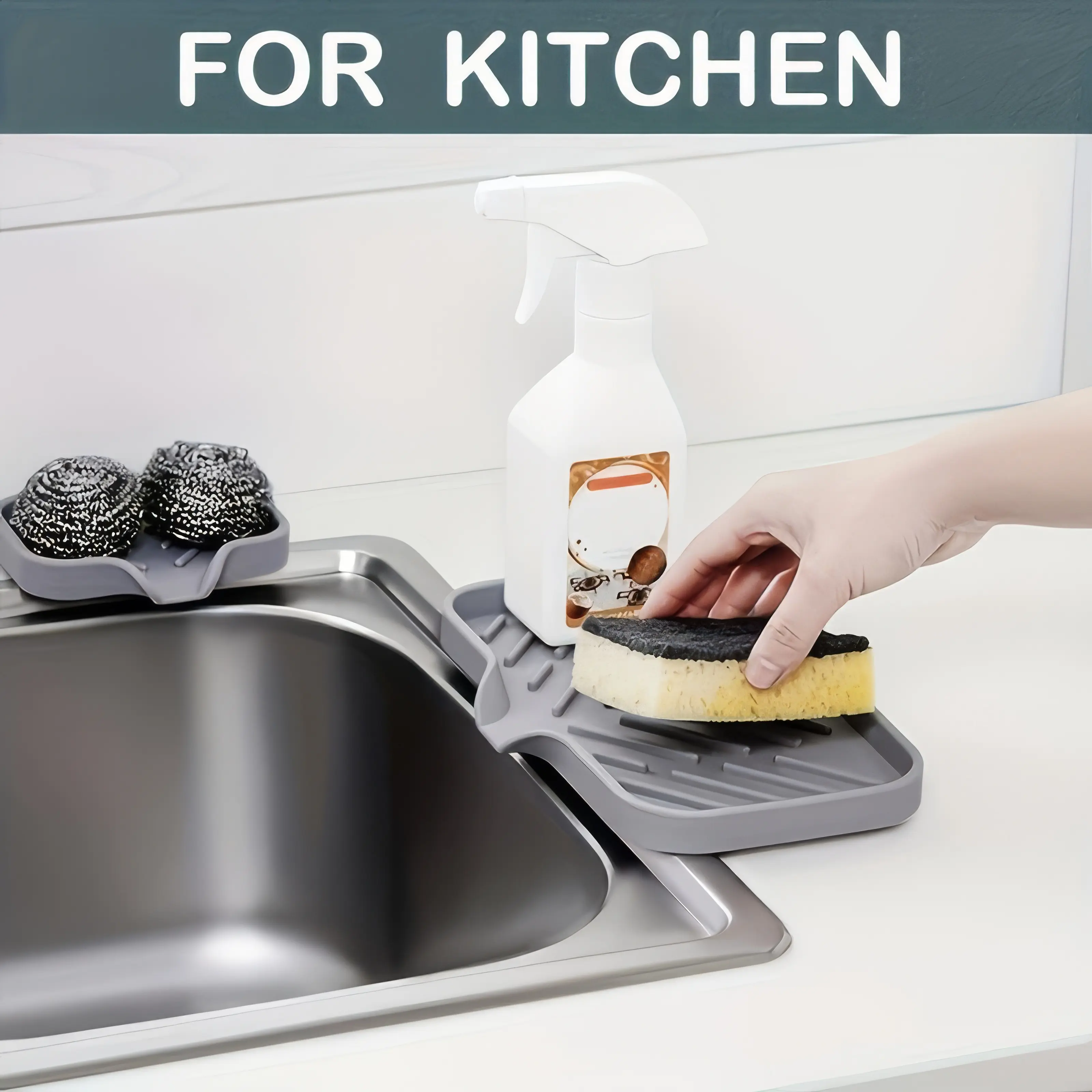 2-Pack Kitchen Sink Drain Pad, Ultra Soft & Durable Drying Mat, Heat-Resistant Silicone Sponge Mat, Multi-Use Countertop Saver for Home