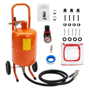 GARVEE 5 Gallon Sand Blasting Machine, 60-110 Psi Pressure Air Sand Blasting Kit w/4 Ceramic Nozzles & Oil-Water Separator, Portable Abrasive Blaster for Stain Removal Paint, Orange