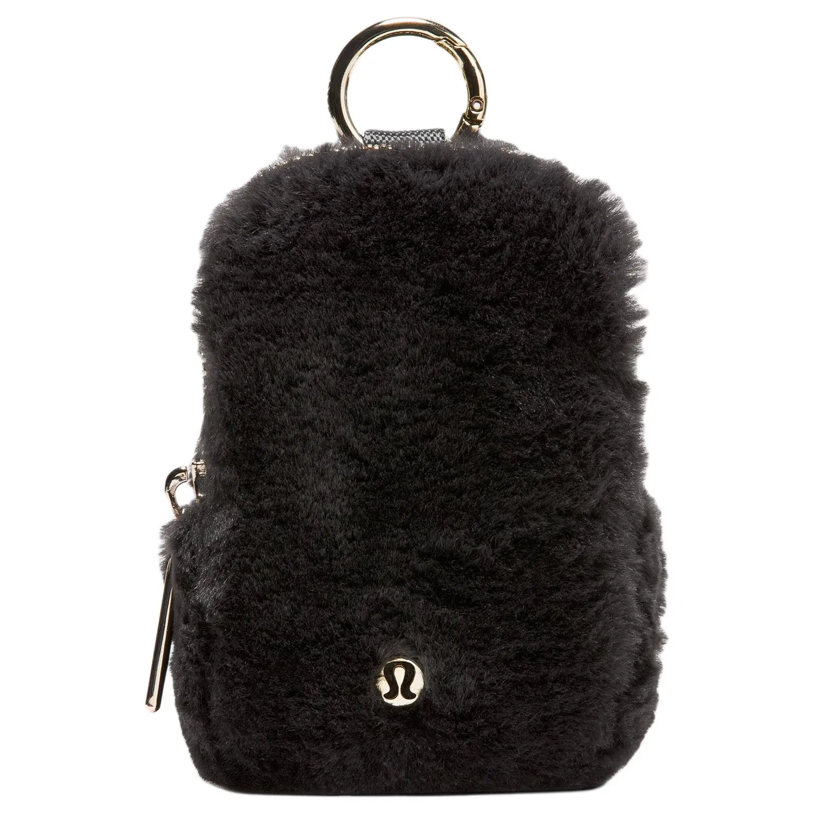 Lululemon Clippable Fleece Zipper Nano Handbag, Durable Pouch for Men and Women (Black, Gold)