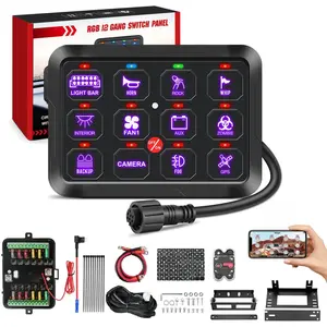 Nilight 12 Gang Switch Panel 12V 24V Universal Circuit Control Relay System with RGB Backlight APP Fuse Wiring Harness Automatic Dimmable ON Off LED Switches Pod for Car Pickup Truck Camper SUV