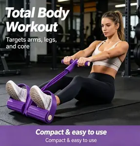 Yoga & Pilates Elastic Puller for Leg, Arm & Core Workouts.Portable Elastic Fitness Rope with Foot Straps.