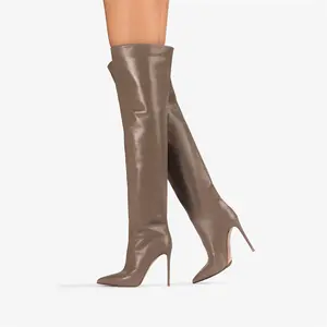 Wide calf Thigh high boots Over-knee boots Stiletto high heels Pointed toe large size Fashion women's shoes Women's black thigh boots