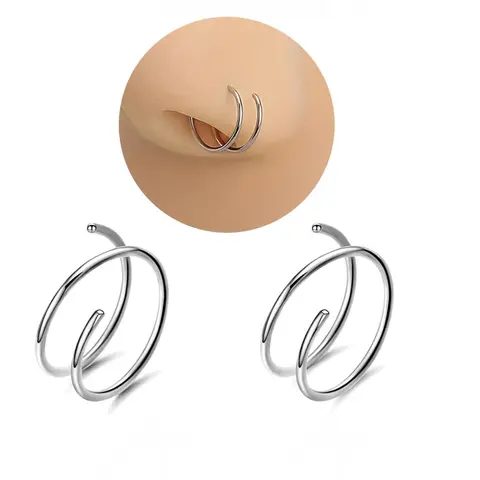 Spiral Double Hoop Nose Rings 20G 8mm Hypoallergenic Thin Nose Rings Hoops Piercing Jewelry for Women Men Nose Rings Set