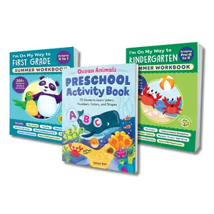 Summer Learning BUNDLE for Kids Ages 3–7 | Ocean Activity Book + Kindergarten Workbook + 1st Grade Workbook