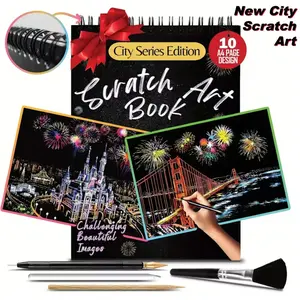 BF&CM Scratch Art Book for Adults Colorful City Series Scratch Art Scratch Painting Foil Art for Adults Scratch And Sketch City Series Books Foil Engraving Scratch Art The Best Choice for Birthday Holiday New Year Gifts Christmas Special Holiday