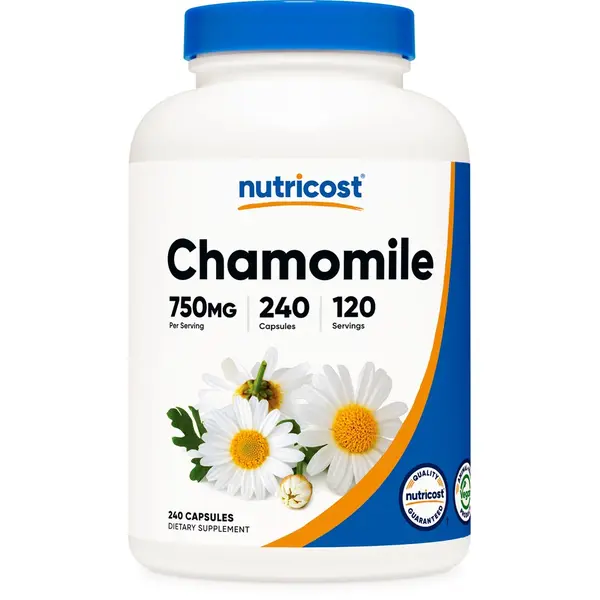 Nutricost Organic Edible Chamomile Dietary Supplement - 750mg Per Serving, 120 Servings, 240 Vegetarian Capsules, Non-GMO, Lactose-Free, Gluten-Free, Made in FDA-Registered Facility