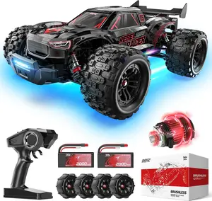 DEERC 1:14 Fast Brushless RC Car, 46+ MPH Off-Road 4WD Truck, 2*3S Lipo Waterproof High-Speed RC Truggy, 7 Lighting Modes, All-Terrain for Snow, Sand & Mud
