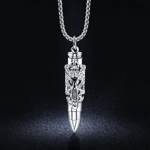 Bullet-shaped titanium steel men's necklace, stainless steel pendant, non-fading, hip-hop, niche, vintage style