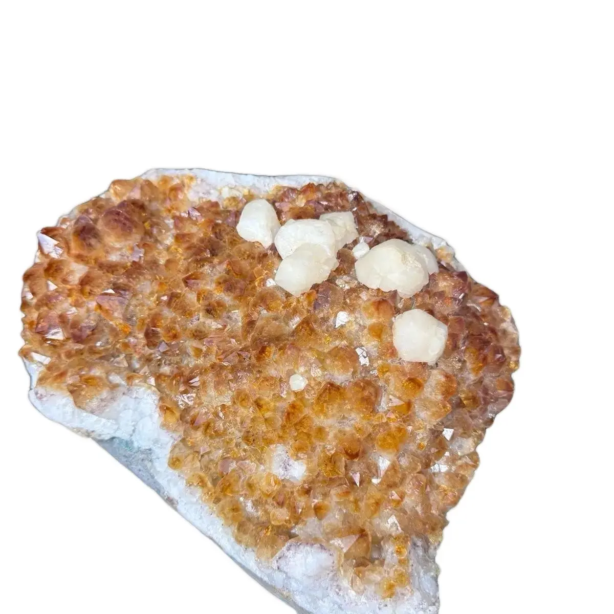 Abundance Citrine with Calcite Florets from Uruguay - Manifestation and Wealth Stone
