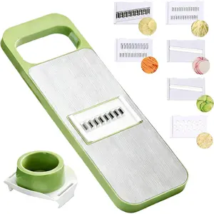 Safe Mandoline Slicer with Slide-On Hand Guard, 2026 6 in 1 Stainless Vegetable Chopper, Multi Blade/Onion/Garlic/Cucumber/Fruit Slicer, Food