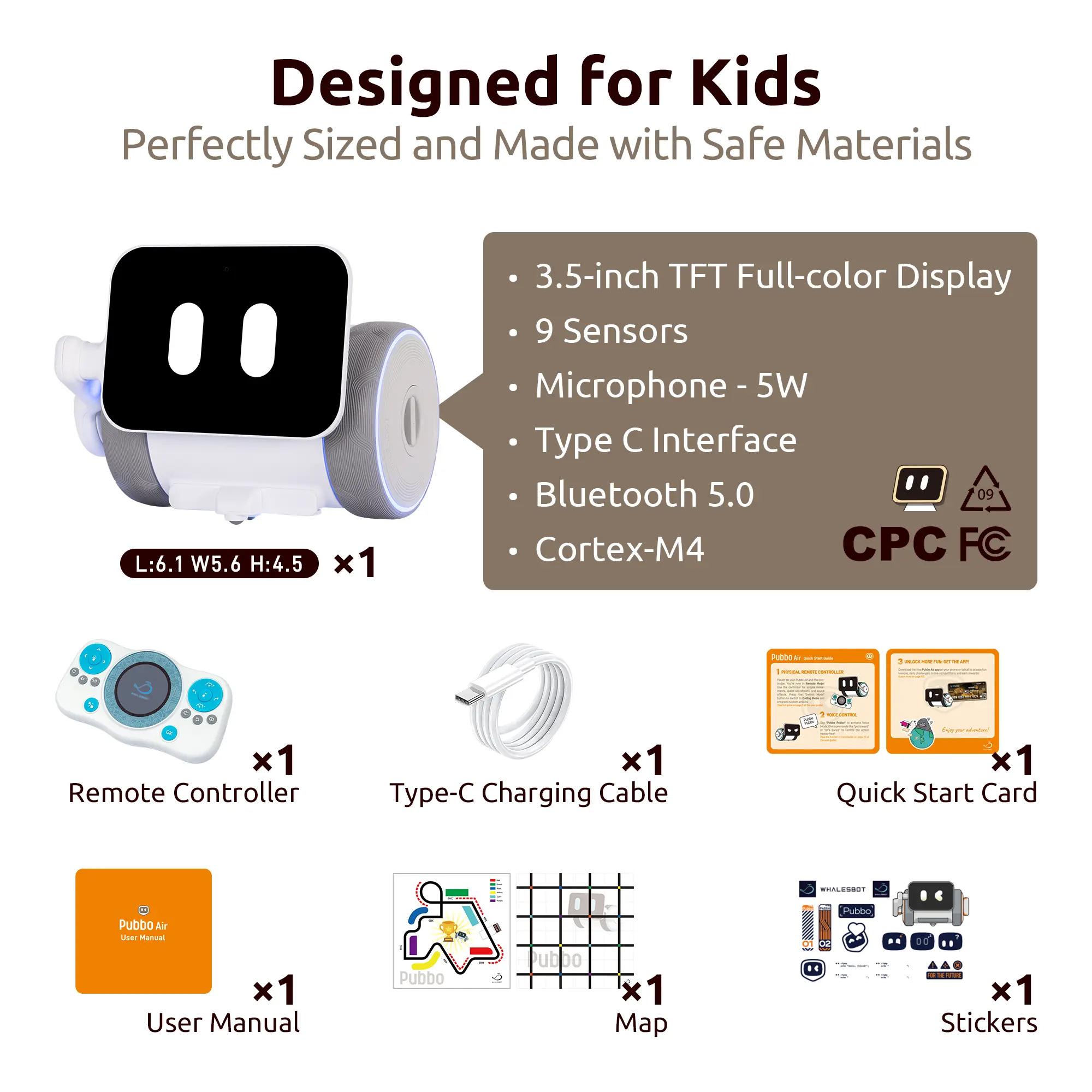 Pubbo Air AI Robot for Kids, Interactive STEM Educational Toy, Coding Robot with App & Voice Control, Smart Robotics Kit Perfect Gift Idea for Boys Girls Ages 4-12