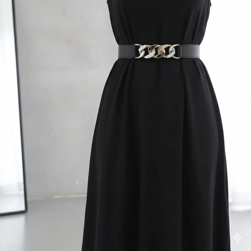 Elastic Metal Waist Belt for Women, High-Quality Silver  display picture 1