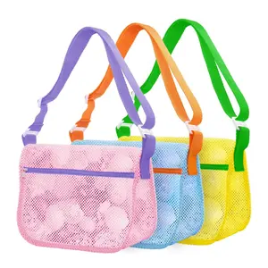 3Pcs Beach Toy Mesh Beach Bag Sand Toy Seashell Bag for Holding Shells Pool Bag with Zipper Swimming Accessories for Boys and Girls - Home Improvement.