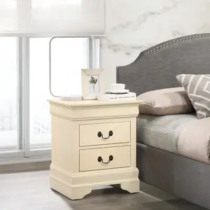 Classic Beige Nightstand with Drawers – Perfect for Bedroom Storage, Stylish and Durable Design