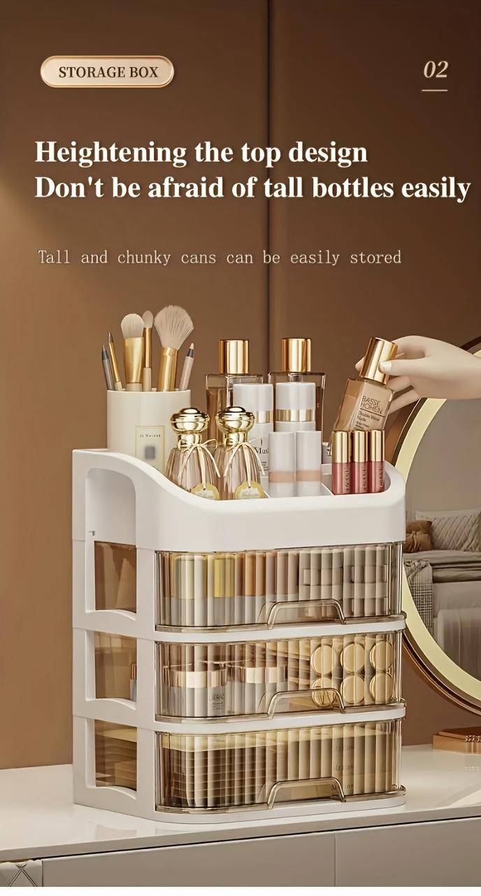 3-Layer/5-Layer Fashionable Dust-Proof Cosmetic Storage Rack Box - Lightweight Plastic Storage Rack, Suitable for Skincare Products, Masks And Lipsticks | Ideal Choice for Bathroom Countertop, The Perfect Storage Solution for Halloween And Christmas
