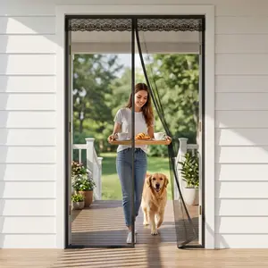 1PC Hands-Free Magnetic Bug Screen Door - Durable Mesh Net with Strong Magnets for Sliding Glass Door, Patio & RV, Kid & Dog Friendly Entry
