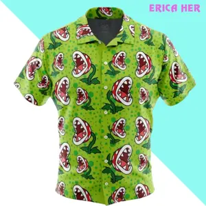Piranha Plant Super Mario Bros Button Up  Hawaiian Shirt