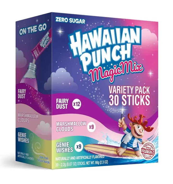 Hawaiian Punch Magic Mix, On-The-Go, Zero Sugar Drink Mix Packets, 30 pack