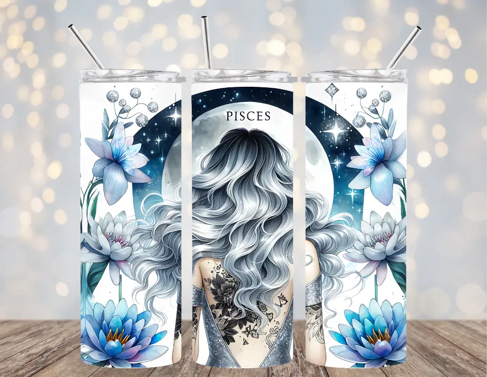 20 OZ ZODIAC -NEWEST STYLE INSULATED SKINNY TUMBLER W/ STRAW