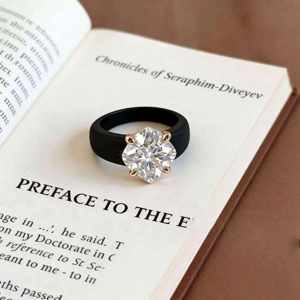 Women's Luxury Square Crystal Silicone Ring - Soft Band Ring with Sparkling Gem, Minimalist Costume Jewelry Accessory