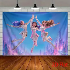 2D Sweet K-Pop Entertainment Girl Background Banner, suitable for various themed celebrations, gardens, courtyards, and home decor, photo wall decorations, reusable, suitable for both indoor and outdoor use