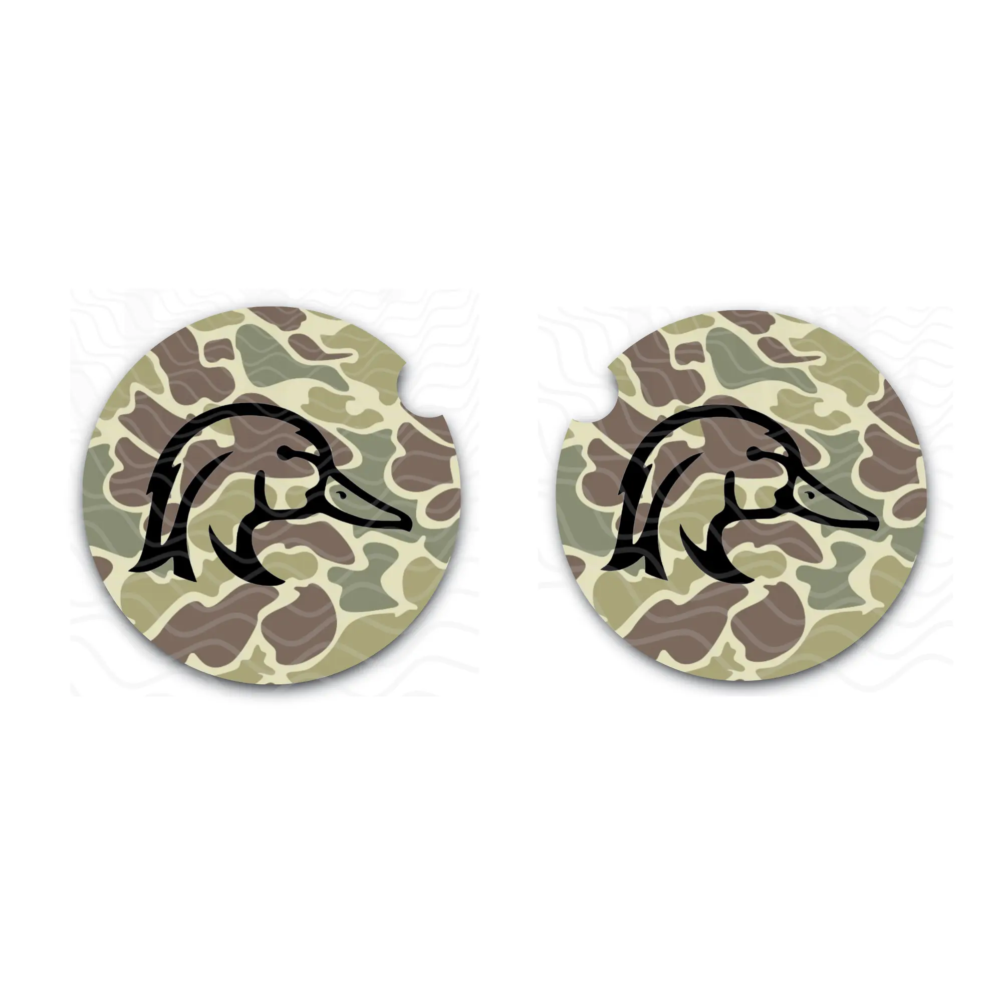 Old School Camo Car Coasters, Wood Duck Coaster, Car Coaster Set of 2, Vehicle Interior Accessories, Car Accessories, Gift for Him, Car Cup Holder,  Wood Duck