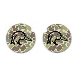 Old School Camo Car Coasters, Wood Duck Coaster, Car Coaster Set of 2, Vehicle Interior Accessories, Car Accessories, Gift for Him, Car Cup Holder,  Wood Duck